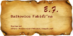 Balkovics Fabiána névjegykártya
